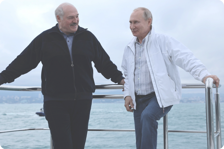 Владимир Путин с президентом Белоруссии Александром Лукашенко, 2021 год